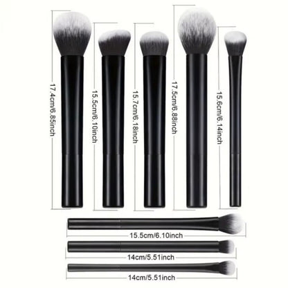 9Pcs Multifunctional Black Makeup Brush Set with 1Pc Beauty Egg,Soft Bristles for All Skin Types, Alcohol-Free Cosmetic Brushes