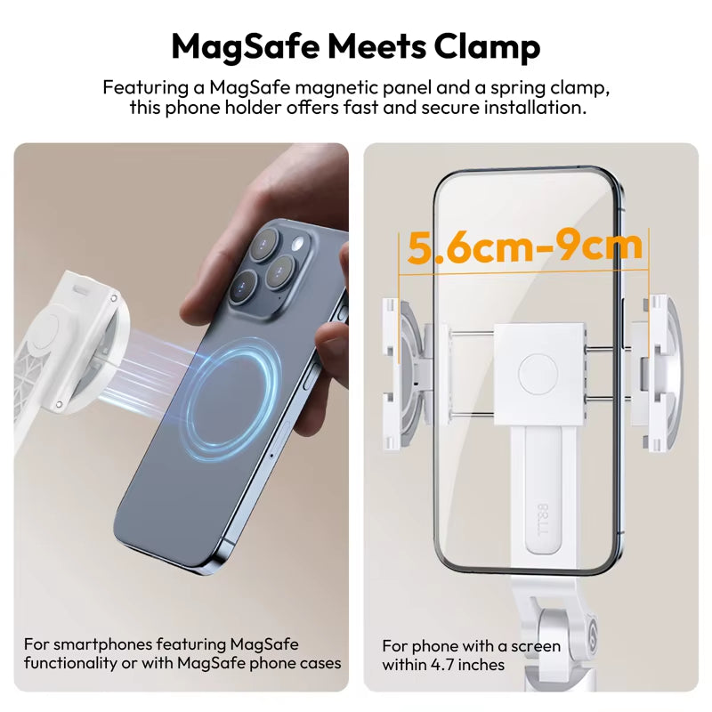 TT88 Overhead Selfie Stick 1.44M with Magsafe Clamp Photograph Tripod for Phone Livestreaming Vlog with Remote Control