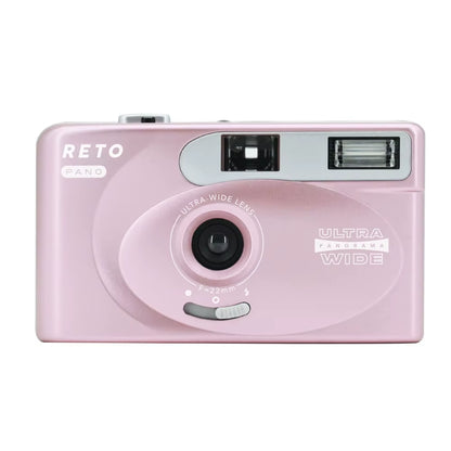 RETO PANO Ultra Film Camera with Flash Full Width Frame Reusable Film Camera - 22Mm Wide Lens 135 Film Camera with Flash