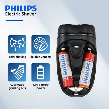 PQ206 Electric Shaver 2*AA Battery Type Economic Mini Men Portable Fast Shaving Razor Double Cutter Head Beard Trimmer