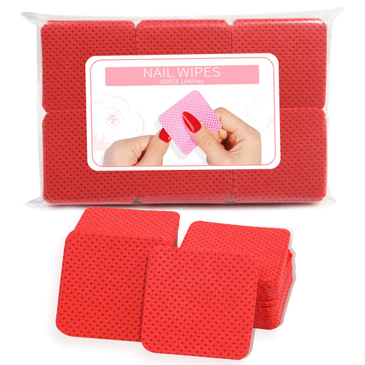 300Pcs Cotton Gel Nail Polish Remover Wipes Nail Cleaning Pads Non Woven Lint-Free Nail Pads for Beauty Salon Nail Art Tool