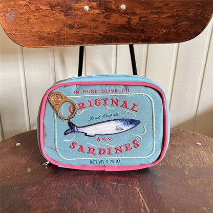 Canned Sardines Women Travel Cosmetic Bag Cute Toiletry Bag Creative Portable Fashion Zipper Multi-Function for Weekend Vacation