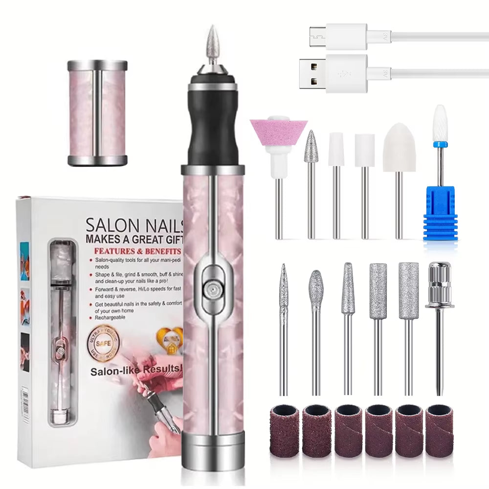 LINMANDA Many Sets Electric Nail File Portable Manicure Pedicure Polishing Grinding Peeling Nail Drill for Fingernail Toenail