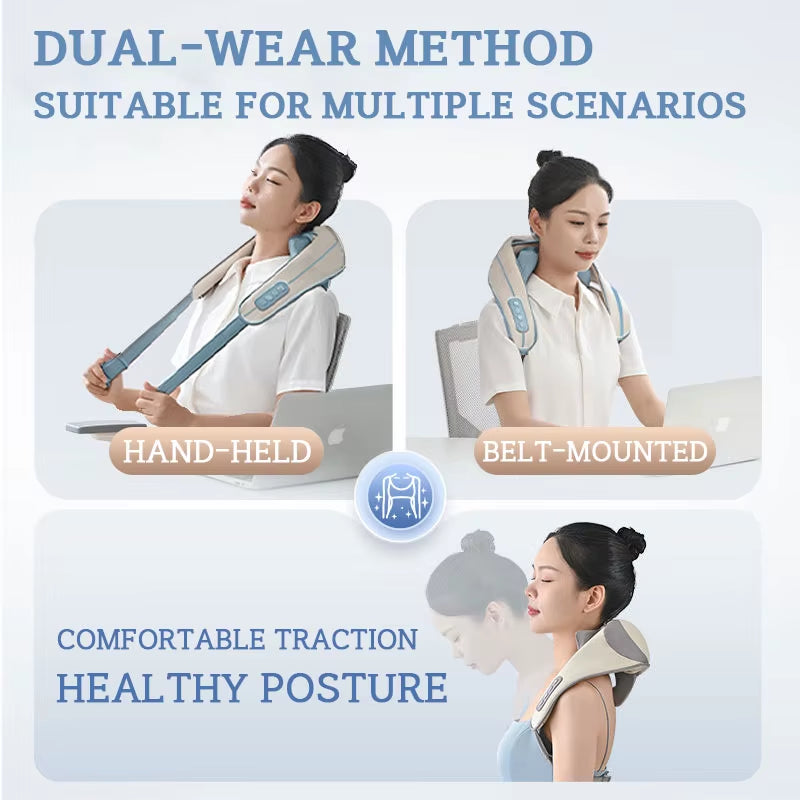 Wireless Neck and Back Massager Neck and Shoulder Knead Ing Massage Shawl Neck Cervical Relaxing Trapezius Massager
