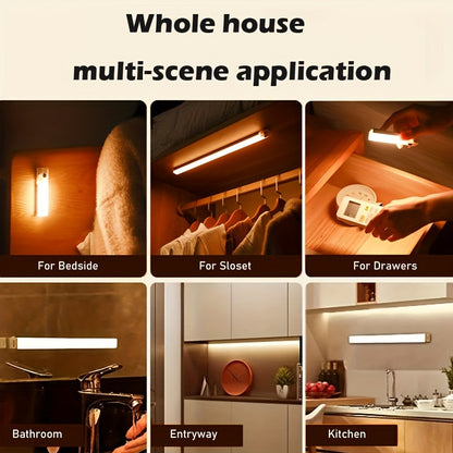 Rechargeable Motion Sensor LED Light Strip with Human Body Detection, Magnetic Adhesive & USB-Powered Smart Lighting - Cordless Floor/ Ceiling/ Wall Light for Kitchen, Wardrobe, Stairs, Hallway - Energy-Efficient LED Tube Lig Beauty Fashion