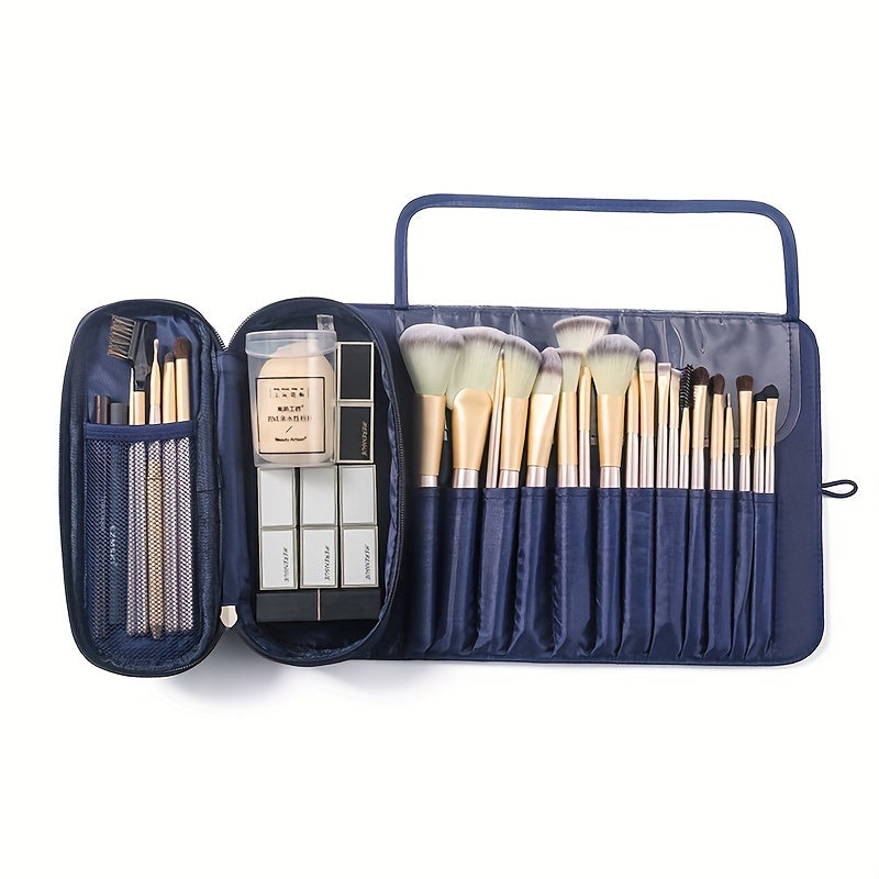Large Capacity Makeup Brush Organizer Bag - Multi-Functional Korean Style Portable Cosmetic Pouch for Students Beauty Fashion