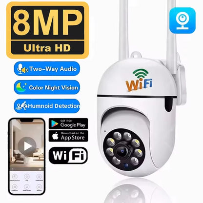 8MP Wifi Security Camera 2.4G Home Surveillance with PTZ IR Night Vision Motion Detection Child Monitoring 2 Antennas