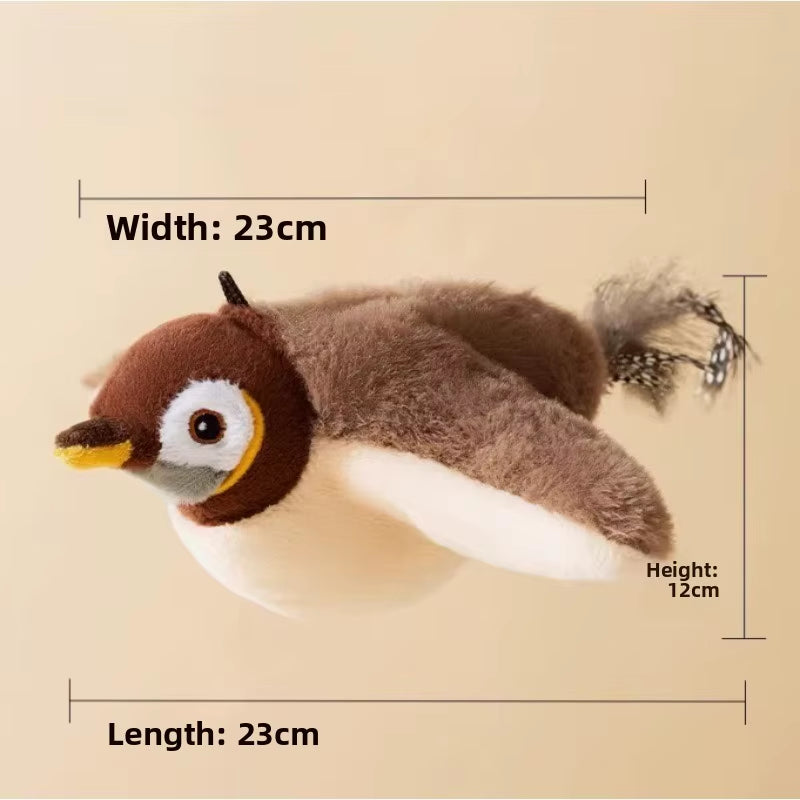 "Rechargeable Flapping Bird Cats Toy | Interactive Plush with Motion Sensor & Dual Sounds, Safe Chew Toy for Indoor Dogs/Cats"