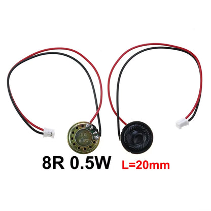 1X 8 Ohm 8R 0.5W Mini Ultra-Thin Horn Speaker Diameter 20Mm 23Mm 28Mm 30Mm 36Mm 40Mm 50Mm 57Mm Loudspeaker W/ P2.0 Termina Wire