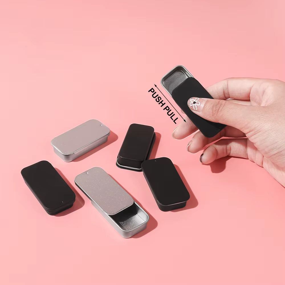 6Pcs Silver/Black 50*25*10Mm Aluminum Box Empty Refillable Containers Aluminum Square Container or Cosmetic, Lip Balm, Cream