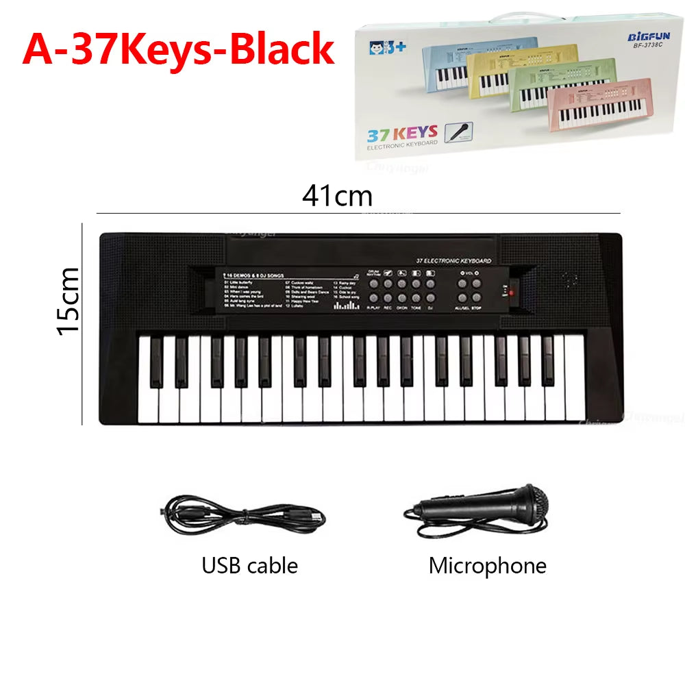 37 Keys Kids Electronic Piano Organ Keyboard with Microphone Education Toys Musical Instrument Children Boy Girl Gifts