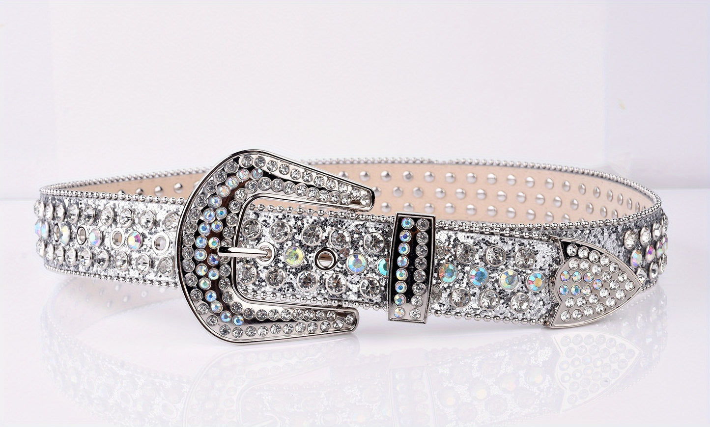 Plus Size Sparkling Y2K Rhinestone Belt - PU Leather Hip Hop Belt with Pin Buckle, Punk Cowgirl Style for Jeans, Pants, and Dresses, Perfect for Music Festivals, Beach, College, and Night Out Beauty Fashion