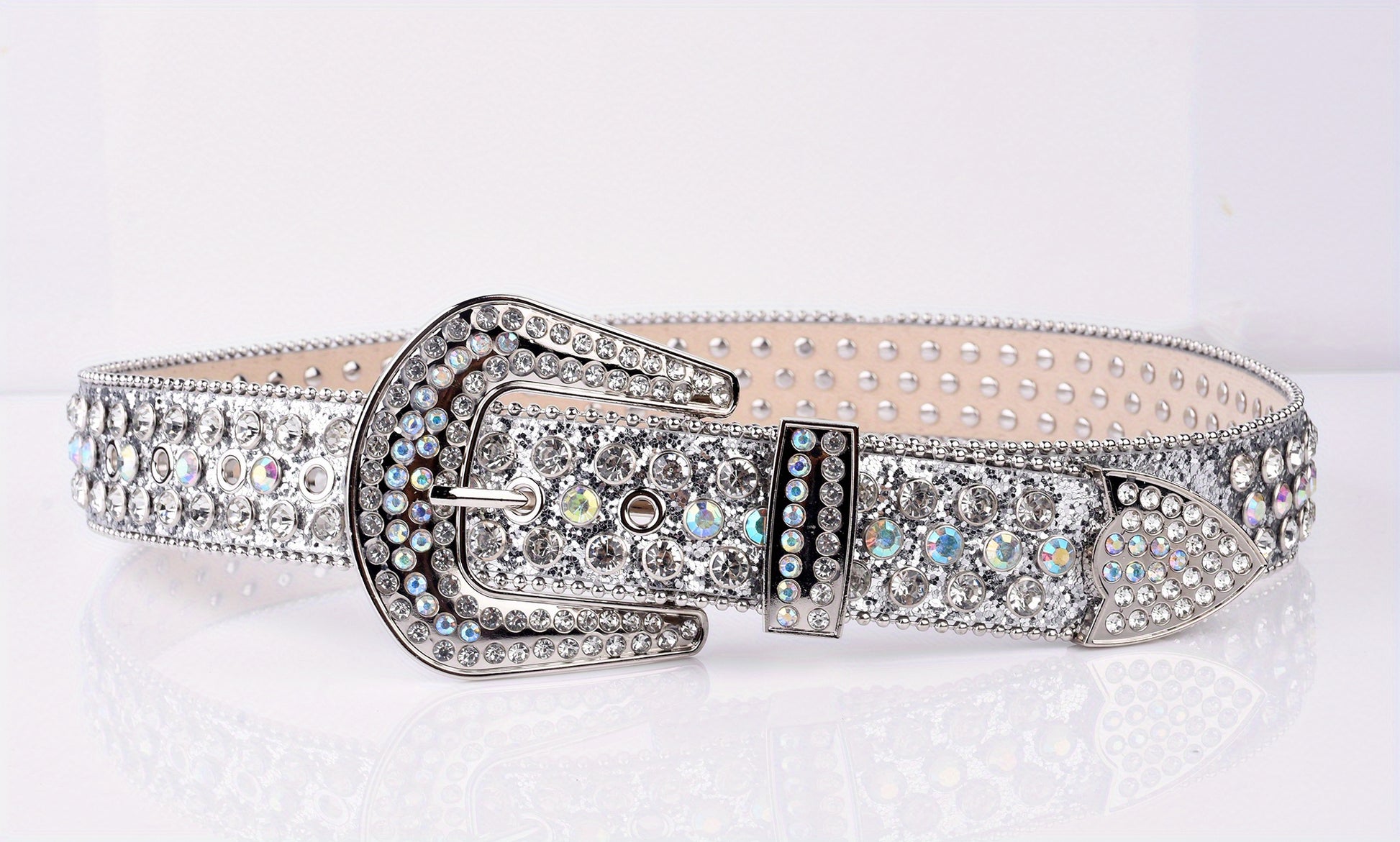 Plus Size Sparkling Y2K Rhinestone Belt - PU Leather Hip Hop Belt with Pin Buckle, Punk Cowgirl Style for Jeans, Pants, and Dresses, Perfect for Music Festivals, Beach, College, and Night Out Beauty Fashion