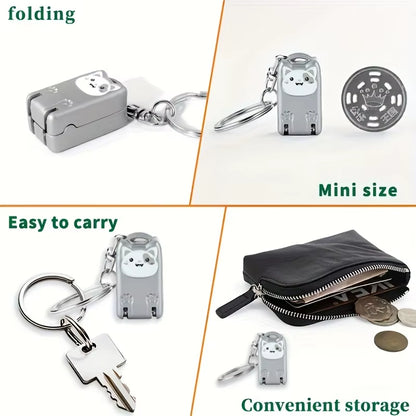 1Pc Exquisite Kitten Keychain Foldable Nail Clipper - Stainless Steel Rotary Toenail & Fingernail Manicure Trimmer