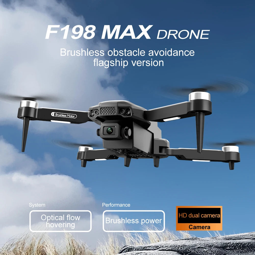 New F198 Drone Professional Dual Camera with 1080P WIFI FPV HD Aerial Photography Wide Angle Brushless RC Foldable Quadcopter