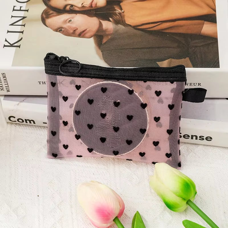 1Pcs Mesh Clear Cosmetic Bags Small Large Black Makeup Bag Portable Travel Toiletry Organizer Case Lipstick Storage Pouch