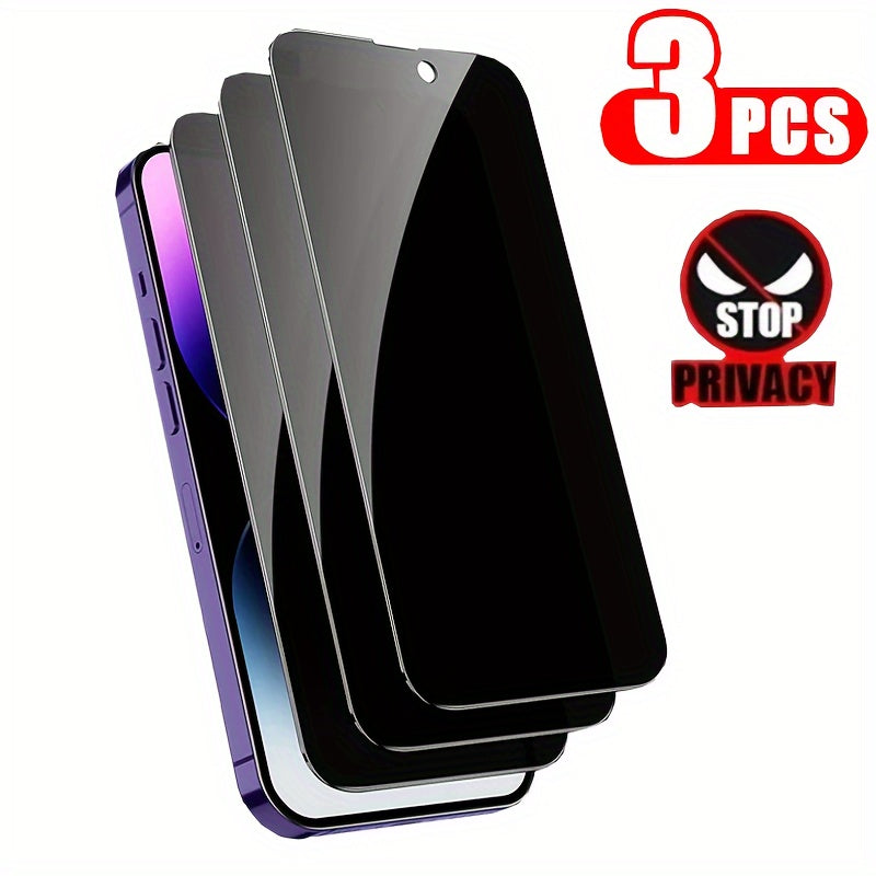 3pcs Full Cover Privacy Screen Protector for iPhone 11 12 13 14 15 16 17 PRO MAX Privacy Glass for iPhone 14 Pro 15 Pro Max Tempered Glass On The for iphone 14 Plus 15 Plus 16e 17 Air Glass Film Privacy, Phone Screen Protecto Beauty Fashion