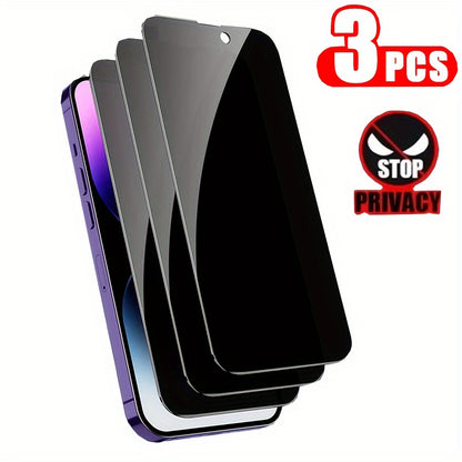 3pcs Full Cover Privacy Screen Protector for iPhone 11 12 13 14 15 16 17 PRO MAX Privacy Glass for iPhone 14 Pro 15 Pro Max Tempered Glass On The for iphone 14 Plus 15 Plus 16e 17 Air Glass Film Privacy, Phone Screen Protecto Beauty Fashion