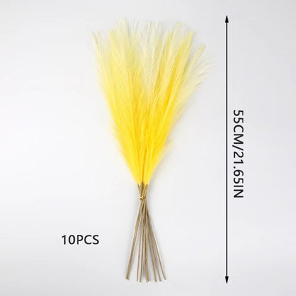 10Pcs Artificial Pampas Grass Decor Flowers Fake Plant Reed Fordiy Floral Table Arrange Flower Wedding Home Christmas Decoration
