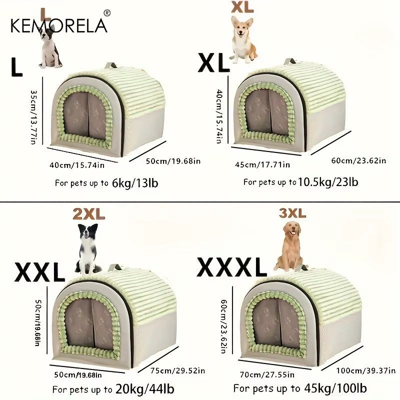 All-Season Enclosed Pet Bed Thickened Portable Dog House & Cat Tent with Washable Bedding Needed Bed for Small Medium Large Dogs