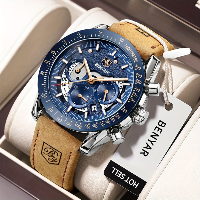 BENYAR Watches For Men Analog Quartz Chronograph Luminous Big Face Mens Watches Business Work Sport Casual Fashion Designer Dress Men'S Wrist Watches Elegant Gift For Men Beauty World Shop