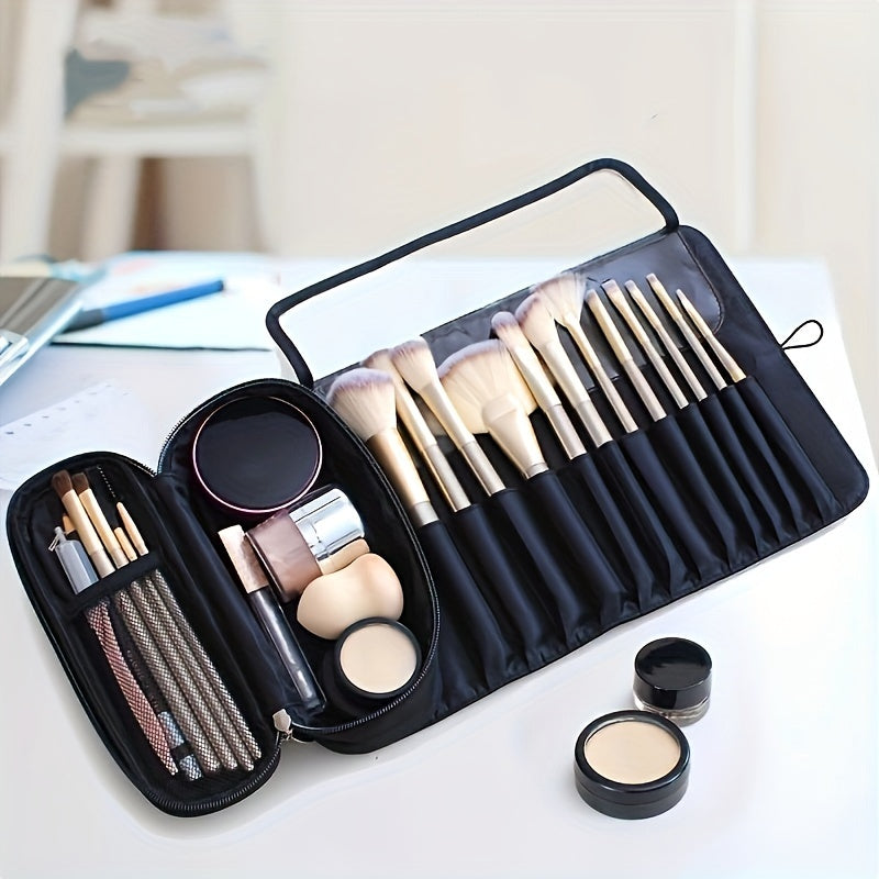 Large Capacity Makeup Brush Organizer Bag - Multi-Functional Korean Style Portable Cosmetic Pouch for Students Beauty Fashion