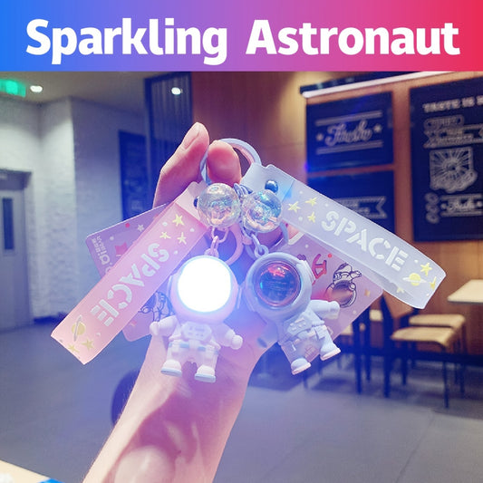 1pc Sparkling Astronaut Key Chain Key Ring With Sunset Light Lamp Cute Fashion Colorful School Bag Handbag Pendant, Car Decoration Accessories Creative Amazing Birthday Gift Present Beauty Fashion
