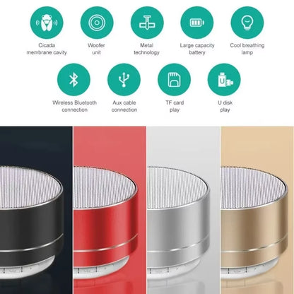 A10 Mini Bluetooth Speaker - Steel Cannon Bass, Stereo Sound, Portable for Outdoor/Gift