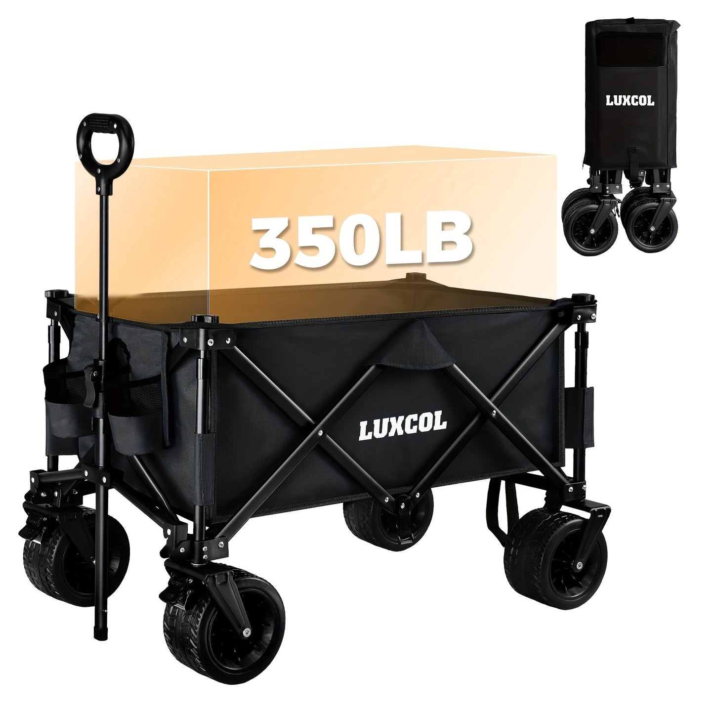 200LBS/230LBS Weight Wagon Cart Foldable, Collapsible Folding Wagon With All-Terrain Wheels & Adjustable Handle, Portable Heavy Duty 200LBS Weight Capacity For Grocery Shopping, Sport, Camping, Garden, Outdoor Use Beauty World Shop