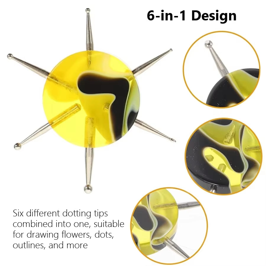 6 Sizes Circular Dotting Tools for Nail Art, Multi-Functional Tool for Flowers Dots Clay Sculpting Embossing Pattern