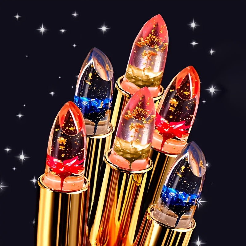 6 Pack Color-Changing Lipstick & Gloss Set - Flower Jelly Lip Balm with Magic Temperature Effect | Long-Lasting Hydrating & Nourishing Combo (Pink) Beauty World Shop