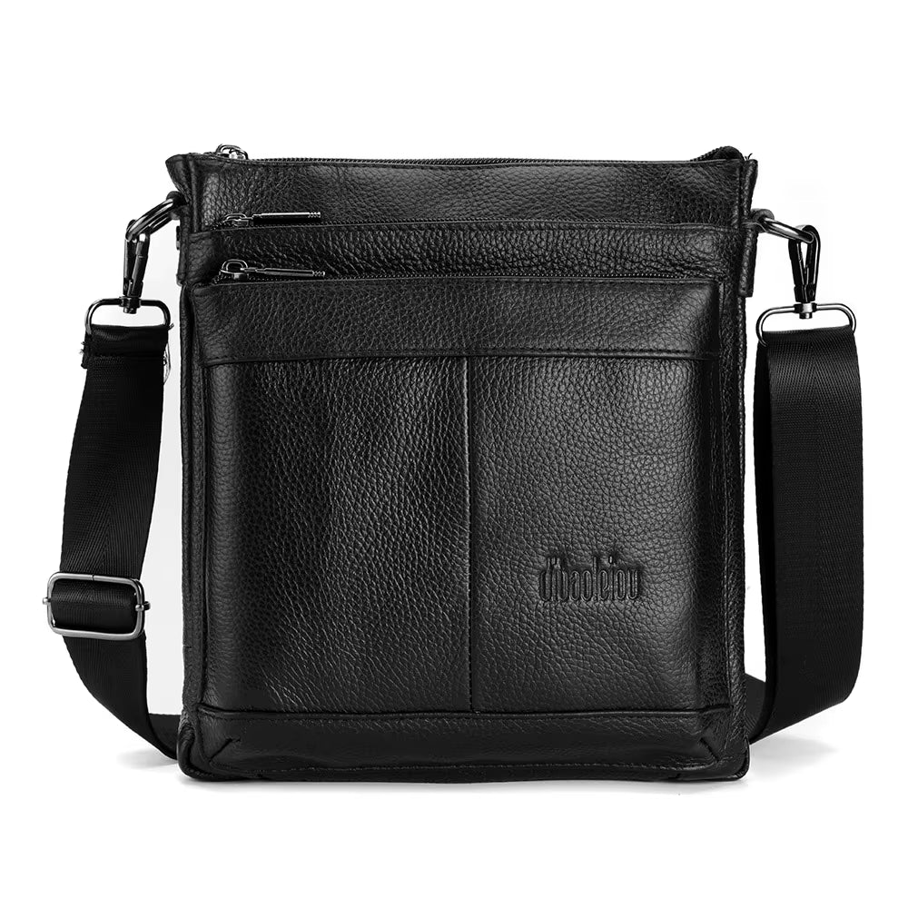Men'S Leather Messenger Bag Business Shoulder Bag Small Crossbody Bag Multi Function Messenger Bag Men'S Travel Bag