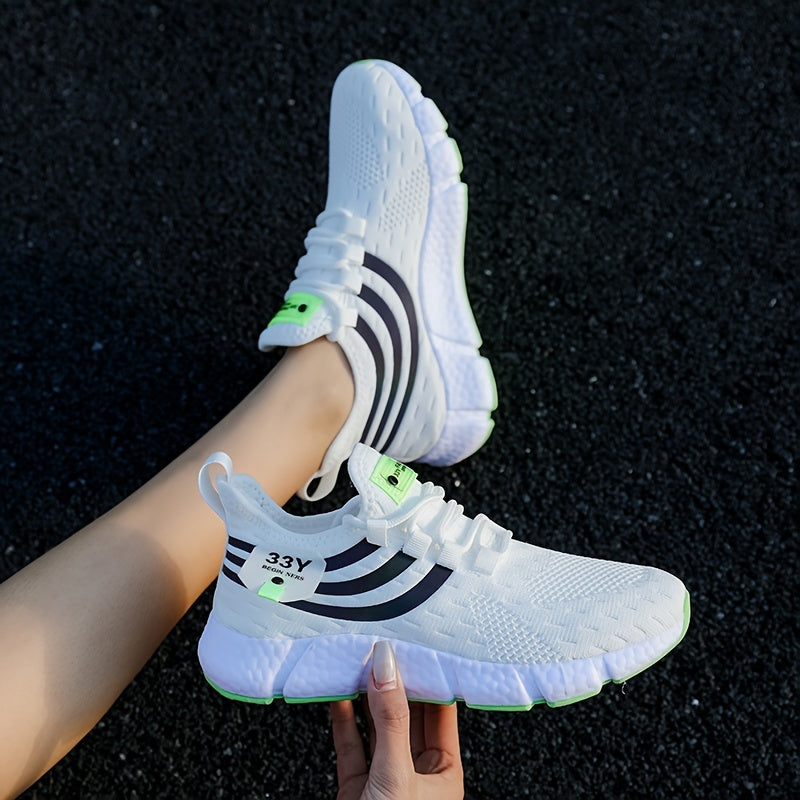 Women's Breathable Knit Platform Sneakers, Casual Lace Up Outdoor Shoes, Comfortable Low Top Sport Shoes Plus Size Beauty World Shop