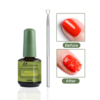 2Pcs/Set Nail Magic Remover with Remover Tool Quickly & Easily Remove Gel Nail Polish and Poly Nail Gel without Harming Nails