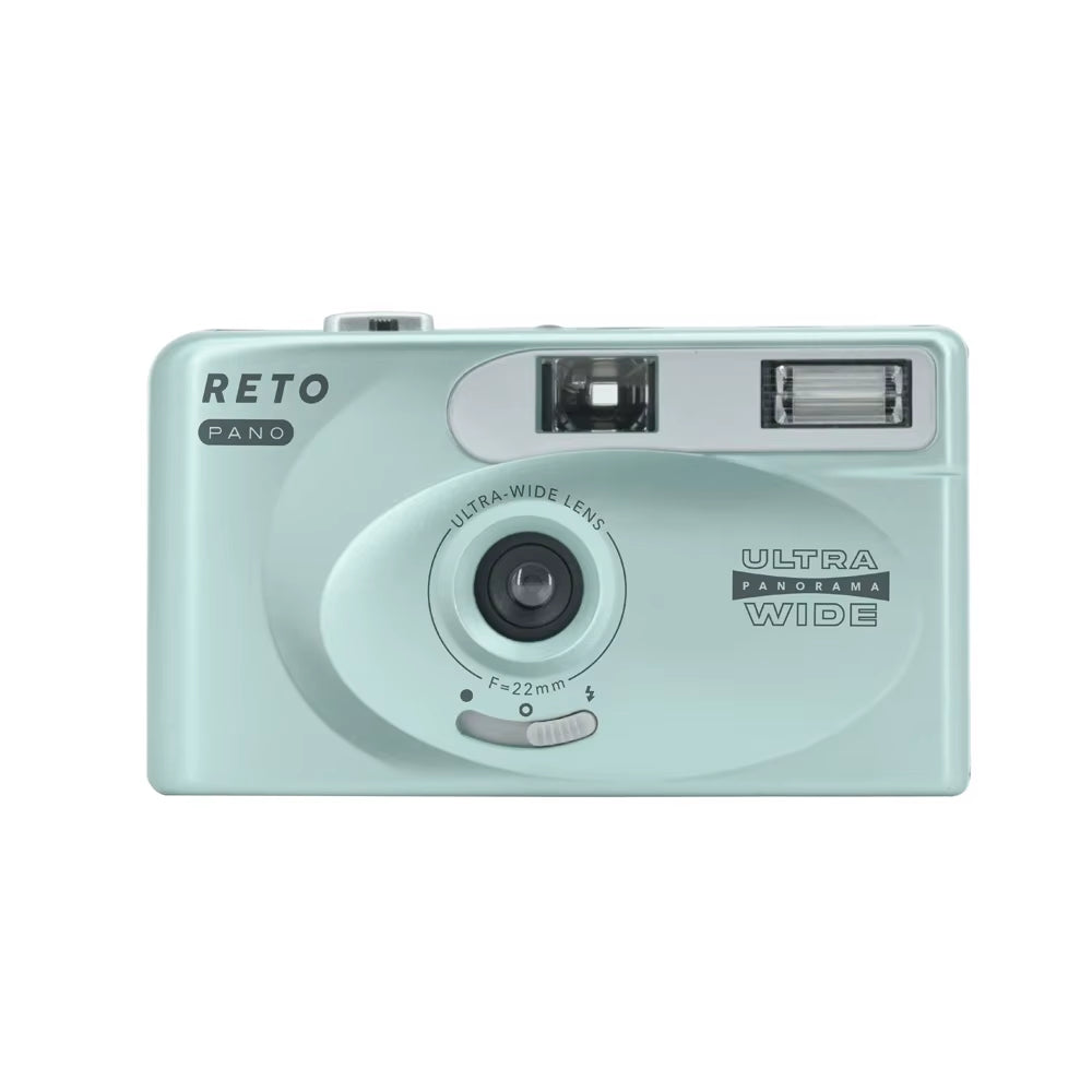RETO PANO Ultra Film Camera with Flash Full Width Frame Reusable Film Camera - 22Mm Wide Lens 135 Film Camera with Flash
