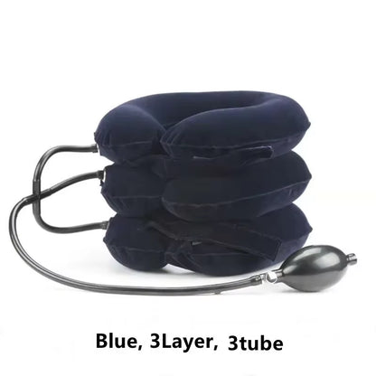 3/4 Layer Inflatable Soft Neck Collar Air Cervical Traction Device Pillow Neck Posture Stretching Brace Neck Massager Care