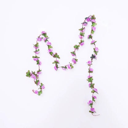 2.5M Rose Artificial Silk for Wedding Garland Fake Plant Flowers Vine Home Room Wedding Wall Hanging Garden Arch DIY Decoration
