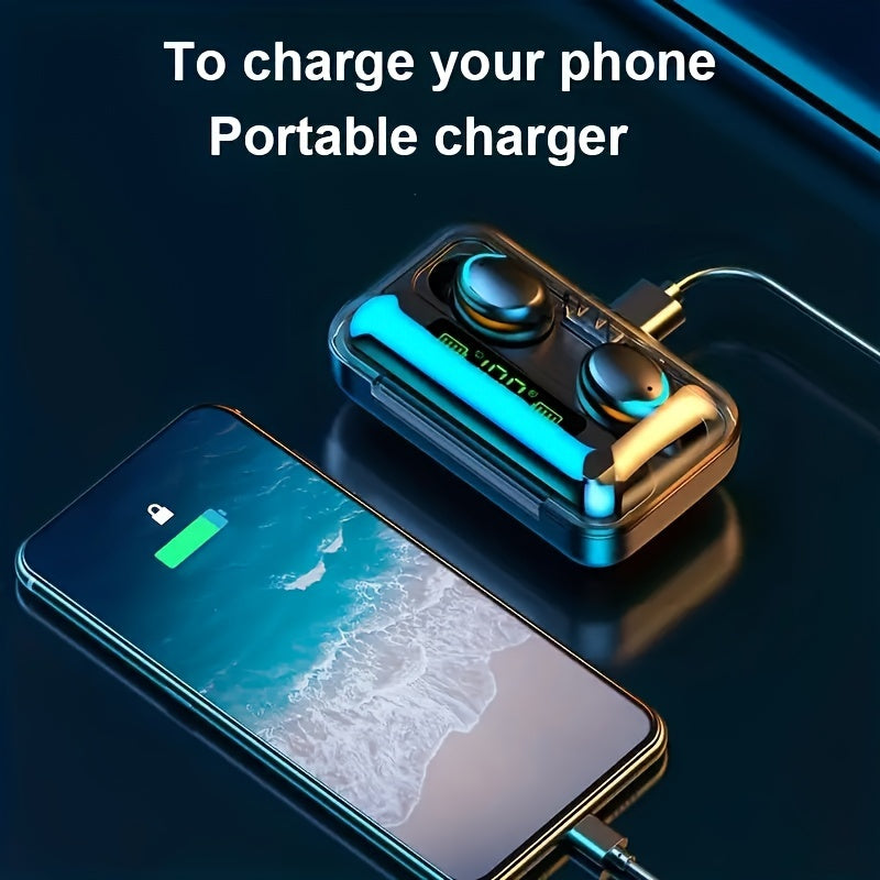 TWS Wireless Earbuds, Stereo Sound Headphones, Sport Headset, In Ear Earphones with LED Display Charging Bin F9 Tws In-Ear Hi-fi Stereo Wireless Earphone Wireless Earbuds Sports Life Headphones Gaming Headset for iPhone Andro