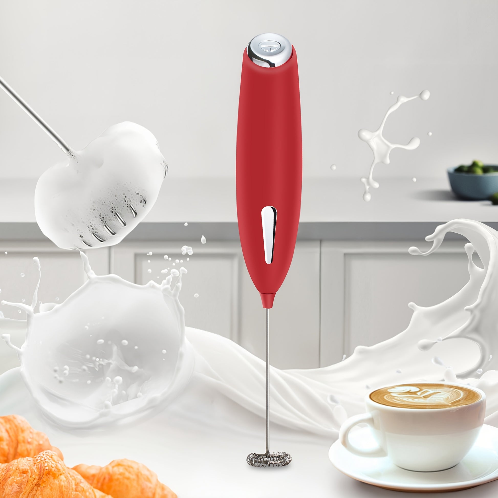 1pc LALAYUAN Electric Milk Frother & Whisk - Handheld Portable Foam Maker with Stainless Steel Teapot, Coffee & Chocolate Making, AA Battery Operated (Not Included) for Home Kitchen, Christmas Gifts, Office Use, Office Drink Beauty Fashion