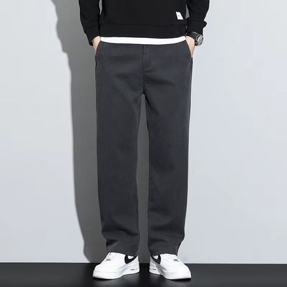 Mens Lyocell Straight Loose Elastic Waist Jeans 2025 Autumn Winter Fashion Brand Comfortable Versatile Pants plus Size 5XL