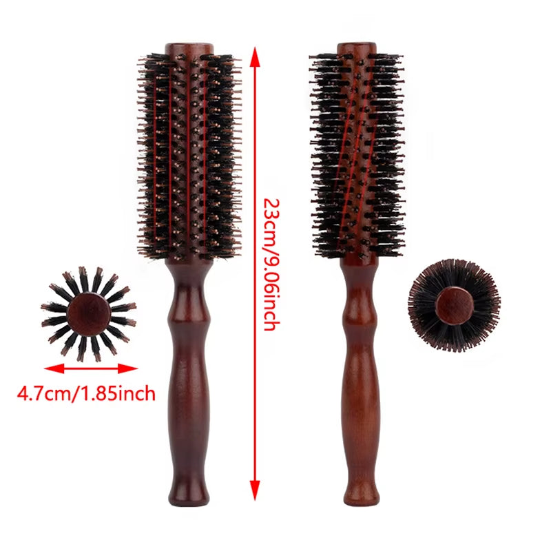 6 Style Wood Handle round Rolling Brush Straight Twill Hair Comb Boar Bristle round Barrel Hair Curling Brush Hairdressing Tool