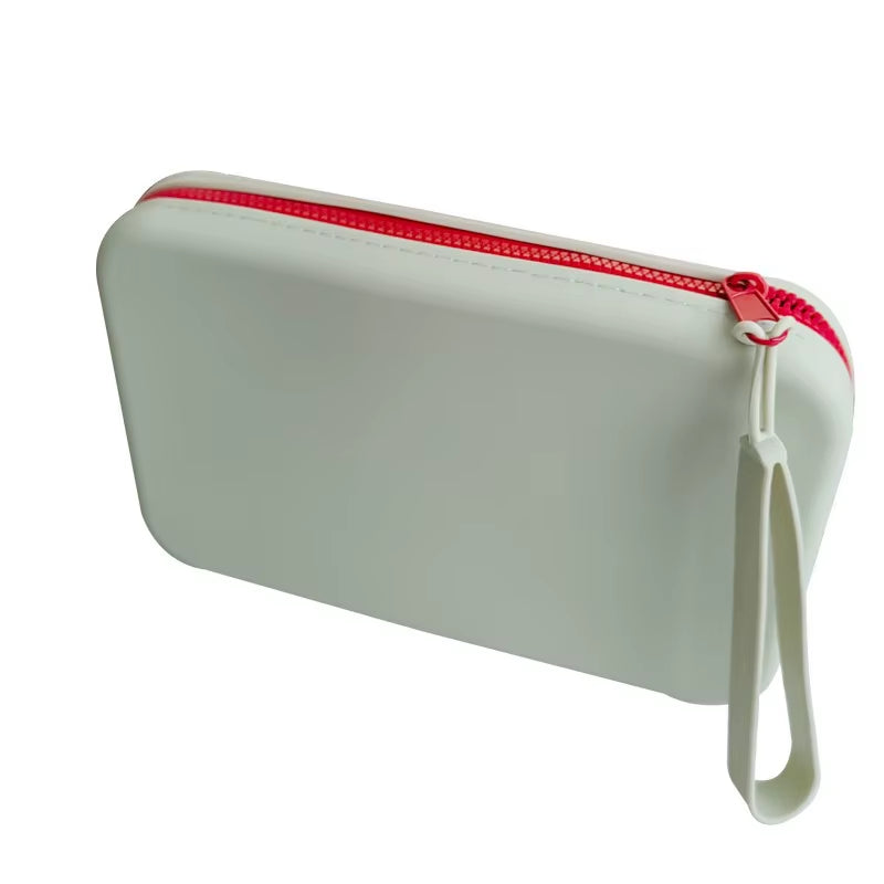 Square Silicone Storage Bag, Portable Travel Cosmetics and Toiletries Bag, Multifunctional Waterproof Cosmetic Bag with Zipper