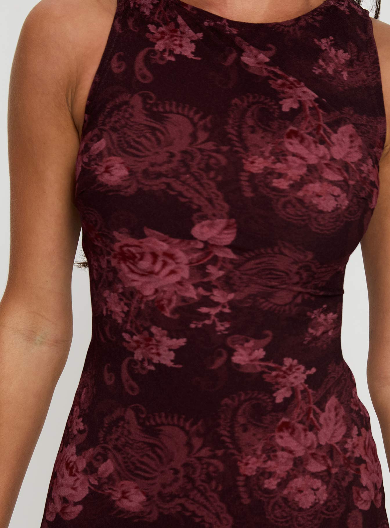 Vivre Mini Dress Burgundy Paisley Princess Polly