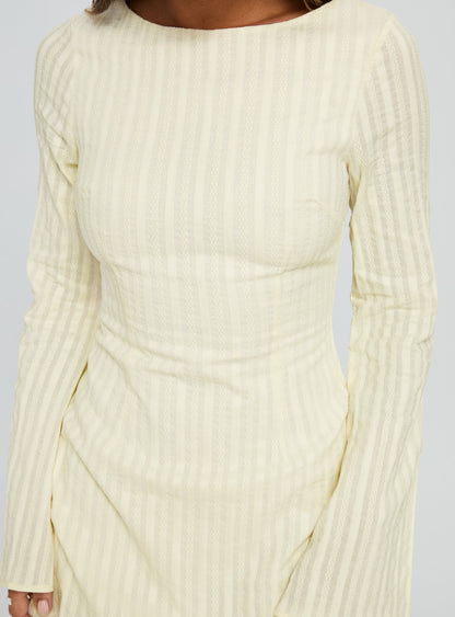 Alfalfa Long Sleeve Mini Dress Cream Princess Polly