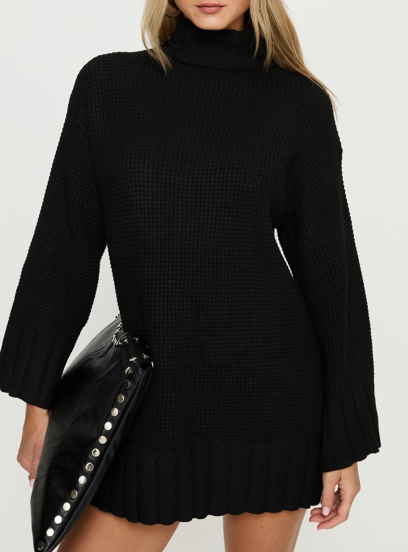 Tarin Long Sleeve Knit Mini Dress Black Princess Polly