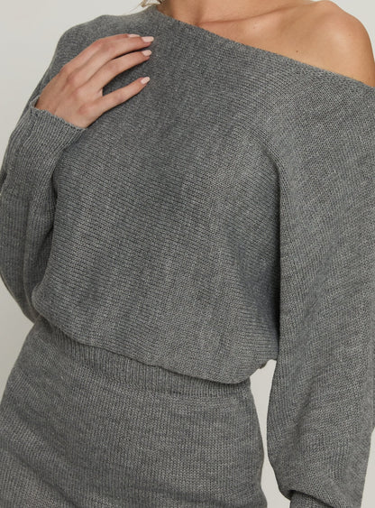 Bellamie Long Sleeve Mini Dress Grey Princess Polly