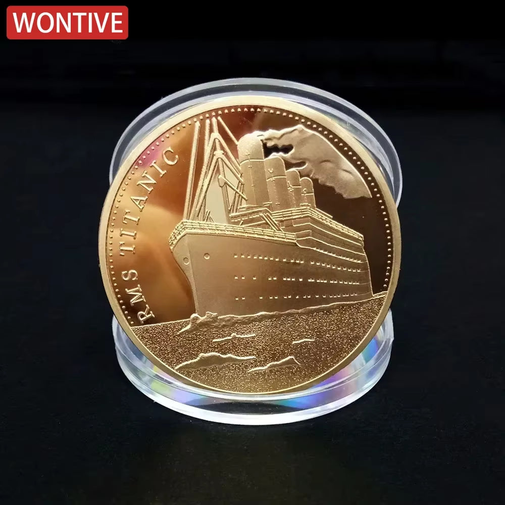 Gold Plated Coin Titanic Ship Collectible Coins Incident Art Collection Medal Commemorative Coins Souvenir for Home