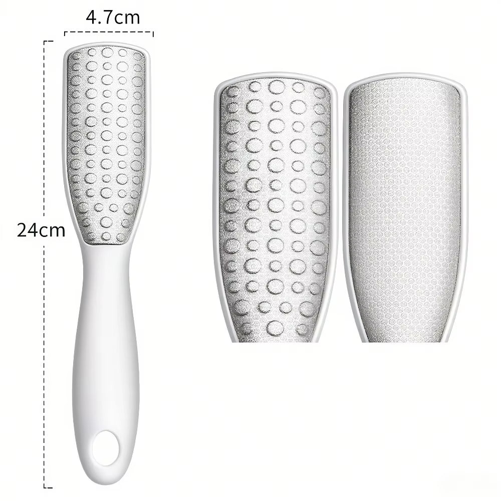 Stainless Steel Dual Sided Foot File Dead Skin Callus Remover Pedicure Scrubber Tool Wet Dry Use Professional Pedicure Tool