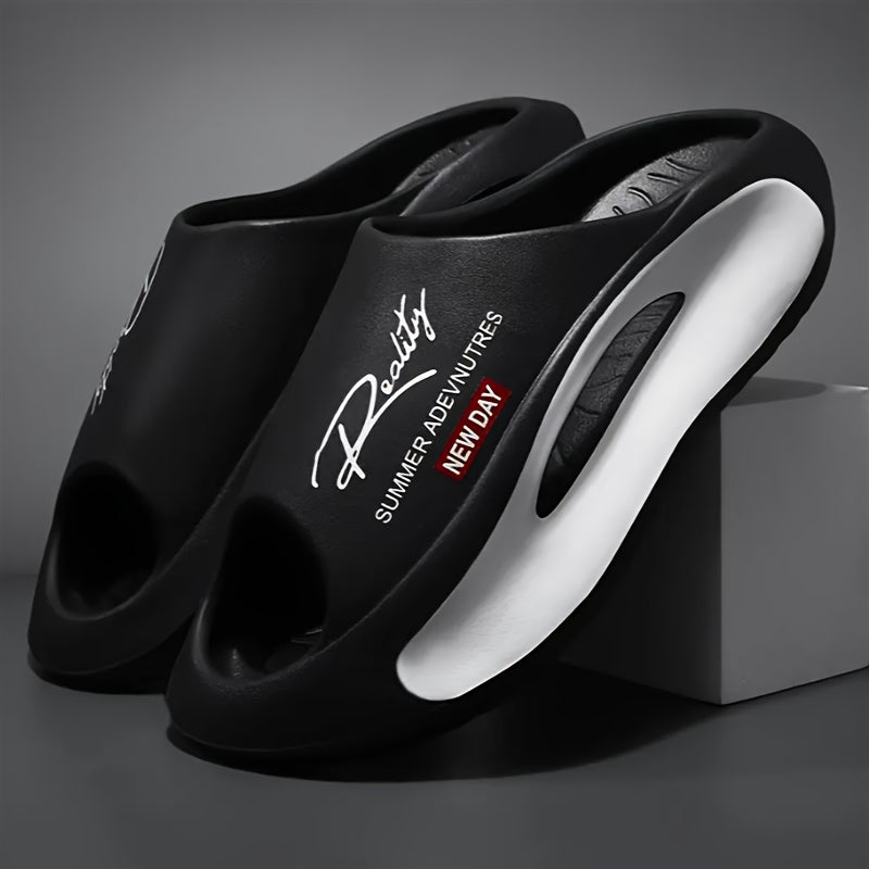 [Summer Sport Slippers] Summer Open Toe Women's Fashion Sport Slippers - EVA Material with Letter Print - Athletic Sandals with Adjustable Strap
