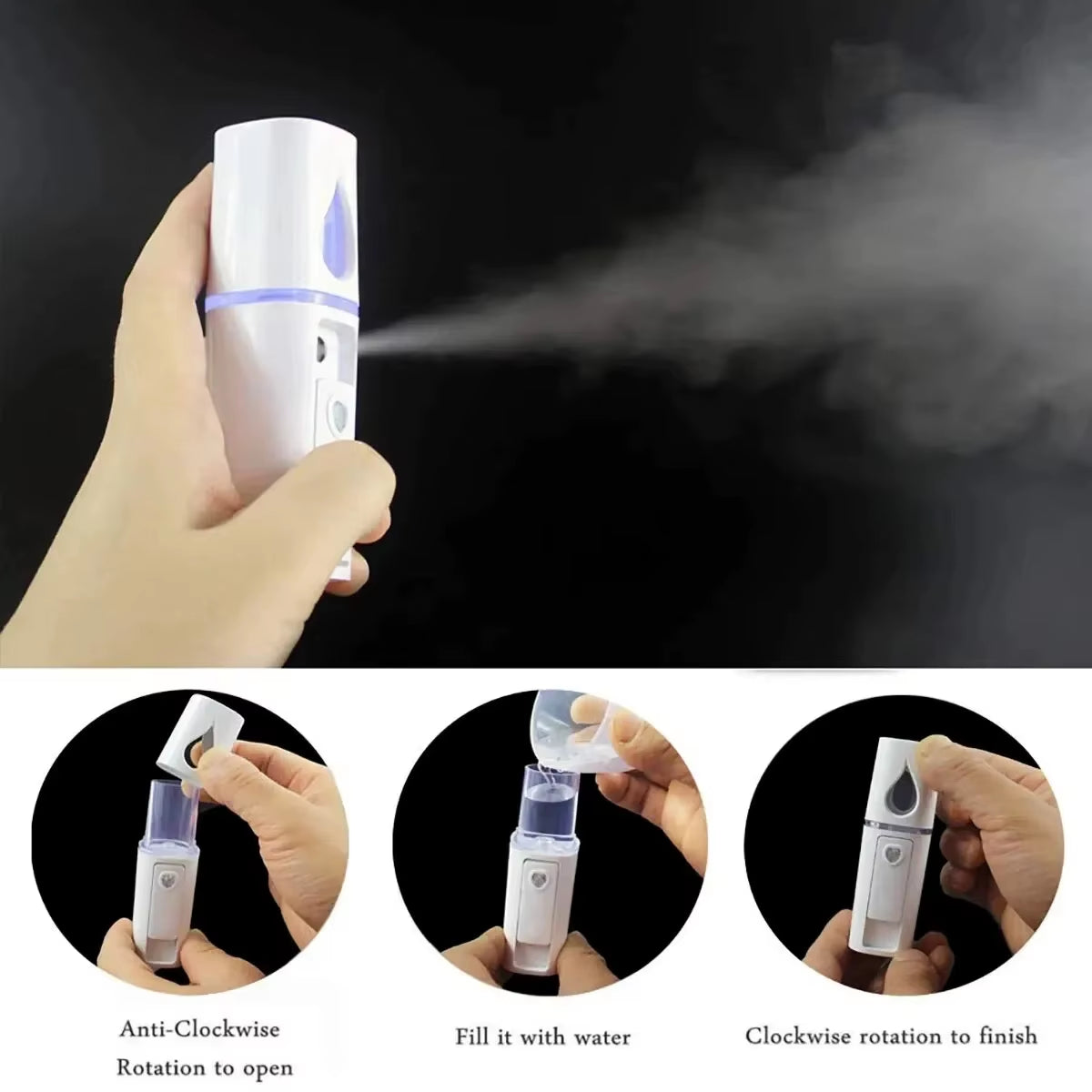 20Ml Portable Facial Sprayer Sprayer Face Steamer Air Humidifier Nebulizer Hydrating Anti-Aging Wrinkle Women Beauty Skin Care
